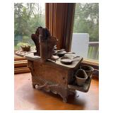 Vintage Acme Cast Iron Salesman Sample Toy Stove with Miniature Cookware and Pies