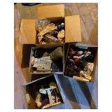 Lot of 4 Boxes of Assorted Holiday Ornaments and Decorations