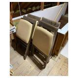 Set of 4 Vintage Wood Folding Chairs with Padded Seats