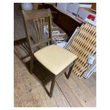 Set of 4 Vintage Wood Folding Chairs with Padded Seats