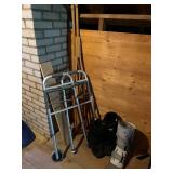 Mobility Aid Set Including Walker, Wooden Crutches, and Walking Boots