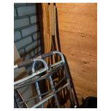 Mobility Aid Set Including Walker, Wooden Crutches, and Walking Boots