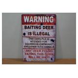 Novelty Metal Sign - Warning Baiting Deer is Illegal Novelty Metal Sign - Warning Baiting Deer is Illegal