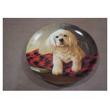 Vintage Collectors Plate with Etched Glass Piece Vintage Collectors Plate with Etched Glass Piece