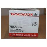 100 Winchester .380 Auto 95 Gr FMJ Ammo 100 Winchester .380 Auto 95 Gr FMJ Ammo