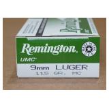 50 Remington 9mm Luger 115 Gr MC Ammo 50 Remington 9mm Luger 115 Gr MC Ammo