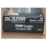 50 CCI Blazer Brass 9mm Luger 115 Gr FMJ Ammo 50 CCI Blazer Brass 9mm Luger 115 Gr FMJ Ammo