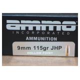 20 Ammo Inc 9mm Luger 115 Gr JHP Ammo 20 Ammo Inc 9mm Luger 115 Gr JHP Ammo