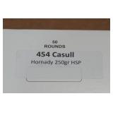 50 .454 Casull 250 Gr Hornady HSP Ammo 50 .454 Casull 250 Gr Hornady HSP Ammo