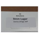 50 9mm Luger 147 Gr Sierra JHP Ammo 50 9mm Luger 147 Gr Sierra JHP Ammo