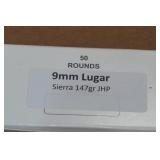 50 9mm Luger 147 Gr Sierra JHP Ammo 50 9mm Luger 147 Gr Sierra JHP Ammo