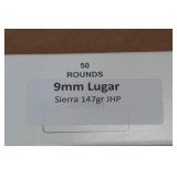 50 9mm Luger 147 Gr Sierra JHP Ammo 50 9mm Luger 147 Gr Sierra JHP Ammo