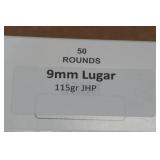 50 9mm Luger 115 Gr JHP Ammo 50 9mm Luger 115 Gr JHP Ammo