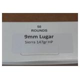 50 9mm Luger 147 Gr Sierra HP Ammo 50 9mm Luger 147 Gr Sierra HP Ammo