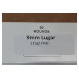 50 9mm Luger 115 Gr FMJ Ammo 50 9mm Luger 115 Gr FMJ Ammo