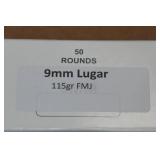 50 9mm Luger 115 Gr FMJ Ammo 50 9mm Luger 115 Gr FMJ Ammo