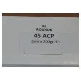 50 .45 ACP 200 Gr Sierra HP Ammo 50 .45 ACP 200 Gr Sierra HP Ammo