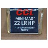 100 CCI Mini Mag .22 LR 36 Gr Plated HP Ammo 100 CCI Mini Mag .22 LR 36 Gr Plated HP Ammo