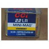 98 CCI Mini Mag .22 LR 36 Gr Plated HP Ammo 98 CCI Mini Mag .22 LR 36 Gr Plated HP Ammo