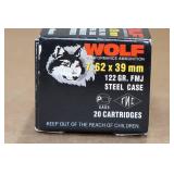 40 Wolf 7.62 x 39mm 122 Gr FMJ Steel Case Ammo 40 Wolf 7.62 x 39mm 122 Gr FMJ Steel Case Ammo