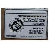 40 7.62 x 39mm 122 Gr FMJ Steel Case Ammo 40 7.62 x 39mm 122 Gr FMJ Steel Case Ammo