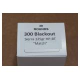 30 .300 Blackout 125 Gr Sierra HP BT Match Ammo 30 .300 Blackout 125 Gr Sierra HP BT Match Ammo