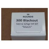 30 .300 Blackout 125 Gr Sierra HP BT Match Ammo 30 .300 Blackout 125 Gr Sierra HP BT Match Ammo