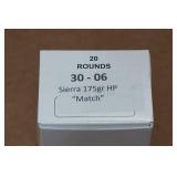 20 .30-06 Sprg 175 Gr Sierra HP Match Ammo 20 .30-06 Sprg 175 Gr Sierra HP Match Ammo