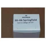 20 .30-06 Sprg 180 Gr Sierra SP BT Ammo 20 .30-06 Sprg 180 Gr Sierra SP BT Ammo