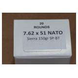 20 7.62 x 51mm (.308) 150 Gr Sierra SP BT Ammo 20 7.62 x 51mm (.308) 150 Gr Sierra SP BT Ammo