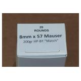 20 8mm Mauser 200 Gr HP BT Match Ammo 20 8mm Mauser 200 Gr HP BT Match Ammo