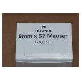 20 8mm Mauser 174 Gr SP Ammo 20 8mm Mauser 174 Gr SP Ammo