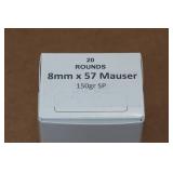 20 8mm Mauser 150 Gr SP Ammo 20 8mm Mauser 150 Gr SP Ammo