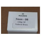 20 7mm-08 130 Gr SP Ammo 20 7mm-08 130 Gr SP Ammo