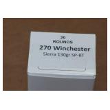 20 .270 Win 130 Gr Sierra SP BT Ammo 20 .270 Win 130 Gr Sierra SP BT Ammo