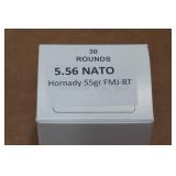 30 5.56 NATO 55 Gr Hornady FMJ BT Ammo 30 5.56 NATO 55 Gr Hornady FMJ BT Ammo