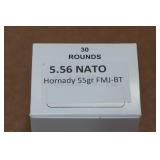 30 5.56 NATO 55 Gr Hornady FMJ BT Ammo 30 5.56 NATO 55 Gr Hornady FMJ BT Ammo