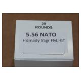 30 5.56 NATO 55 Gr Hornady FMJ BT Ammo 30 5.56 NATO 55 Gr Hornady FMJ BT Ammo