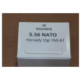 30 5.56 NATO 55 Gr Hornady FMJ BT Ammo 30 5.56 NATO 55 Gr Hornady FMJ BT Ammo