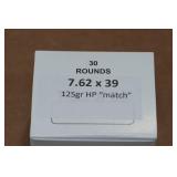 30 7.62 x 39mm 125 Gr HP Match Ammo 30 7.62 x 39mm 125 Gr HP Match Ammo