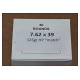 30 7.62 x 39mm 125 Gr HP Match Ammo 30 7.62 x 39mm 125 Gr HP Match Ammo