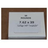 30 7.62 x 39mm 125 Gr HP Match Ammo 30 7.62 x 39mm 125 Gr HP Match Ammo