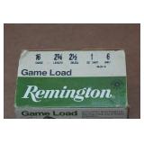 Remington Game Load 16 Gauge 2-3/4" 6 Shot Shotshells Remington Game Load 16 Gauge 2-3/4" 6 Shot Shotshells