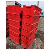 Pallet of Large Red Plastic Storage Bins