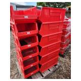 Pallet of Large Red Plastic Storage Bins