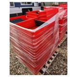 Pallet of Red Plastic Storage Bins