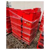 Pallet of Red Plastic Storage Bins