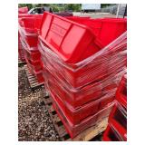 Pallet of Red Plastic Storage Bins