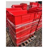 Pallet of Large Red Plastic Storage Bins
