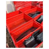 Pallet of Red Plastic Storage Bins with Dividers